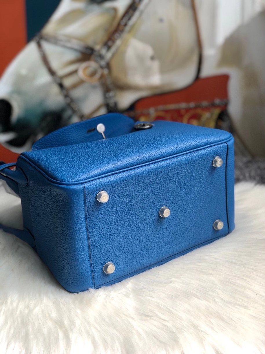 Hermès（爱马仕）Lindy 26cm 原厂御用大牛皮 T7 水妖蓝 银扣 顶级手缝 现货