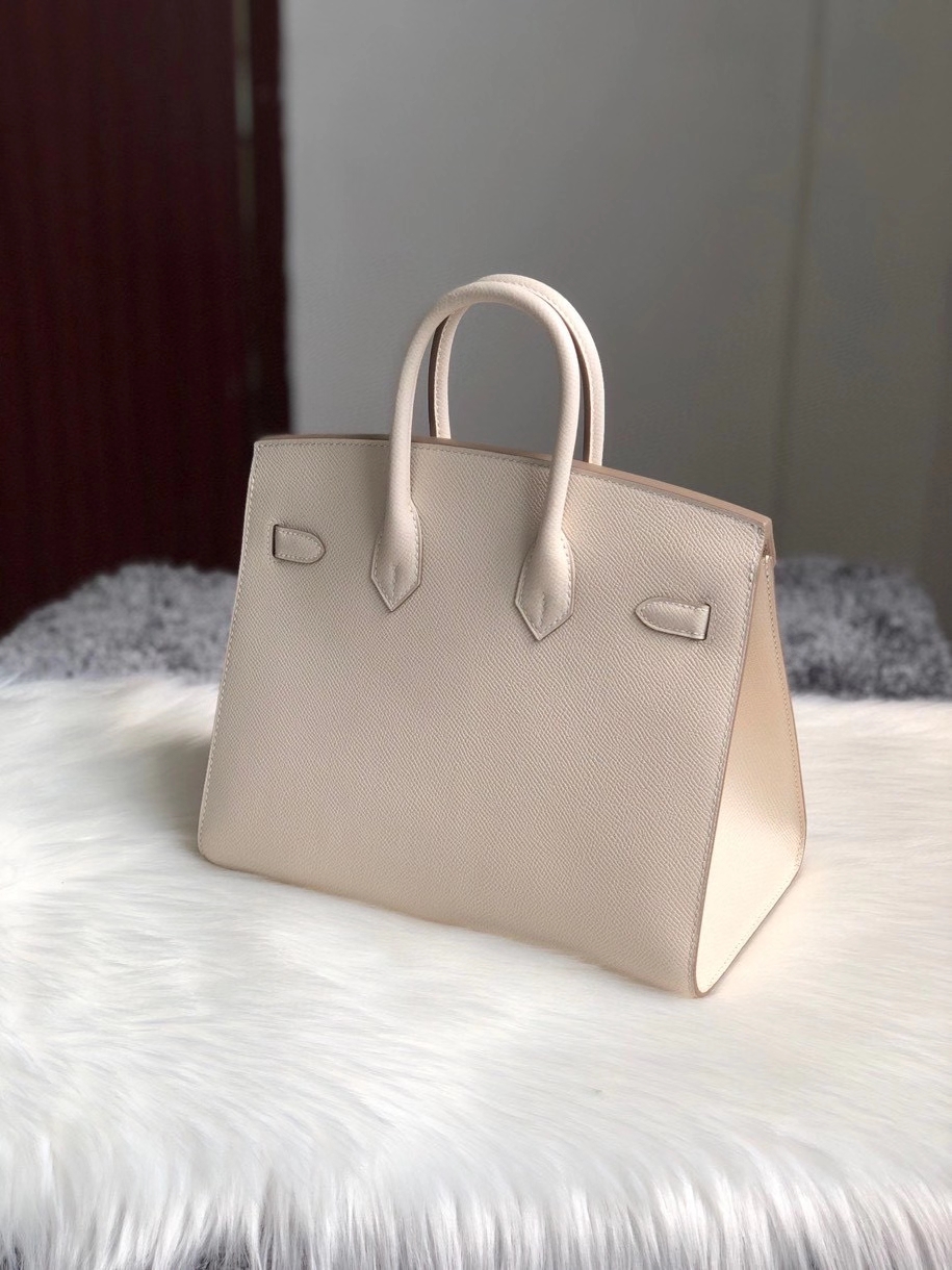 Hermès(爱马仕)Birkin 25cm Epsom 原厂掌纹皮 外缝 ck10 奶昔白 Craie 金扣 顶级手缝 定制-拉尔森鳄鱼皮具定制 - 爱马仕包包官网 Hermès(爱马仕)Birkin 25cm Epsom 原厂掌纹皮 外缝 ck10 奶昔白 Craie 金扣 顶级手缝 定制