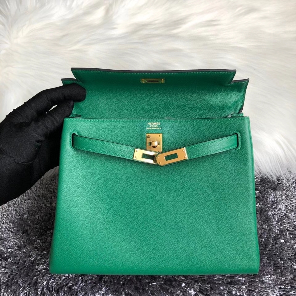 Hermès（爱马仕）Kelly 25cm  evecolor  U4 丝绒绿 金扣 顶级手缝 现货