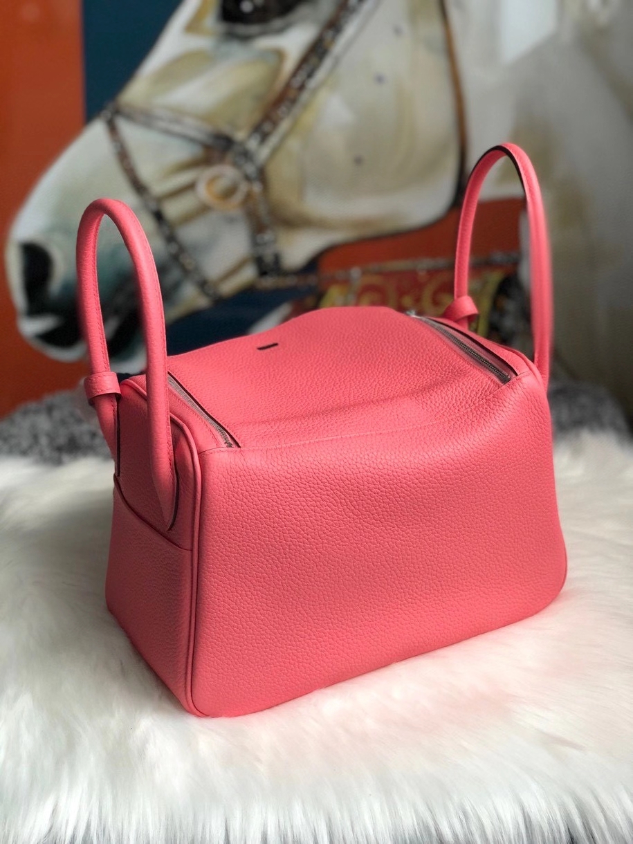 Hermès（爱马仕）Lindy 26cm 原厂御用大牛皮  8w 唇膏粉 rose azalee  银扣 顶级手缝 现货