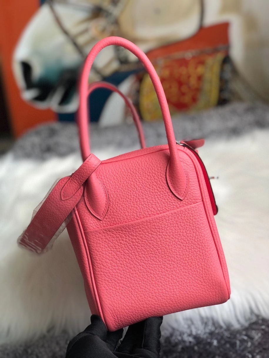 Hermès（爱马仕）Lindy 26cm 原厂御用大牛皮  8w 唇膏粉 rose azalee  银扣 顶级手缝 现货