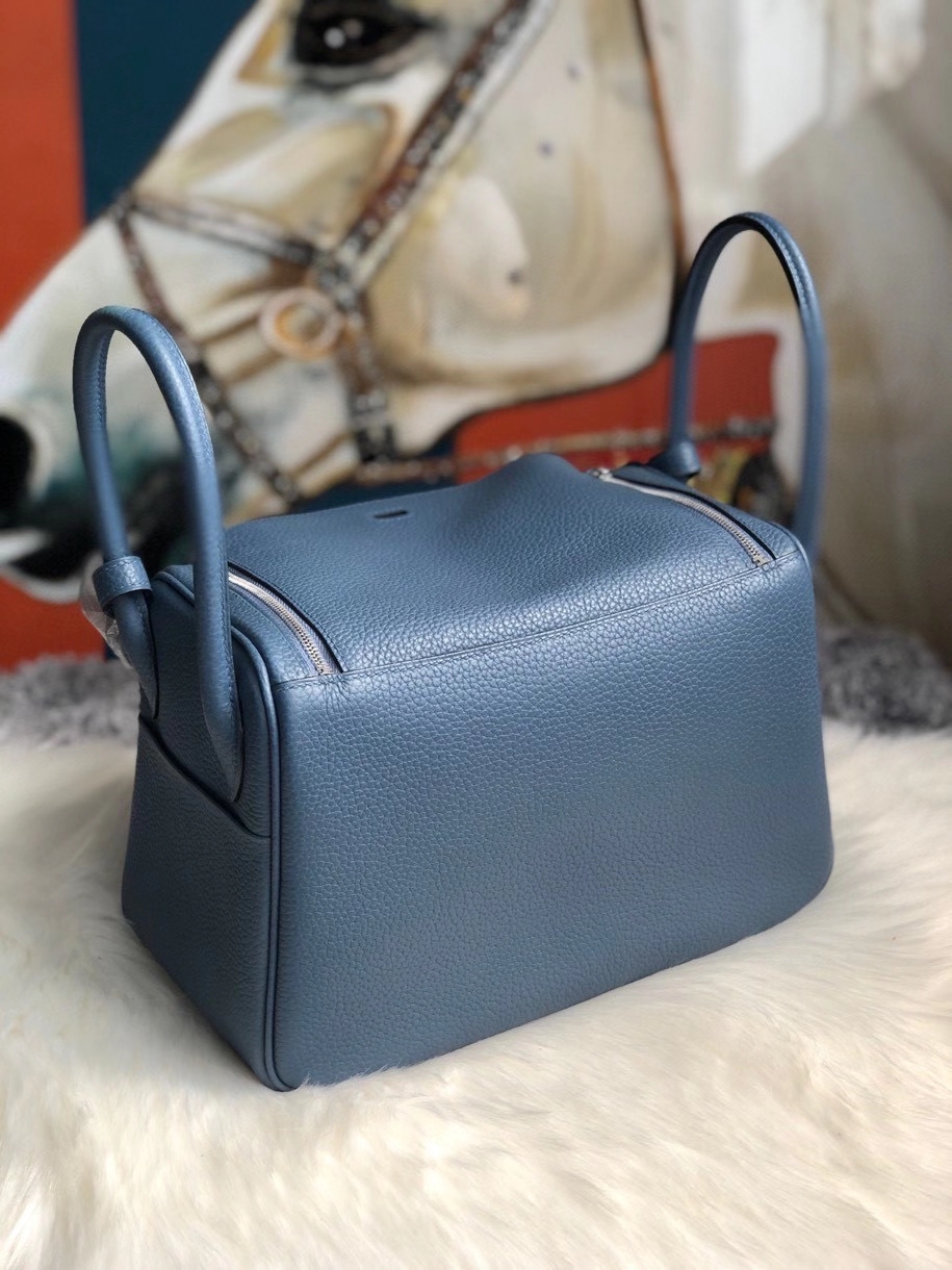 Hermès（爱马仕）Lindy 26cm 原厂御用大牛皮 R2 玛瑙蓝  银扣 顶级手缝 现货