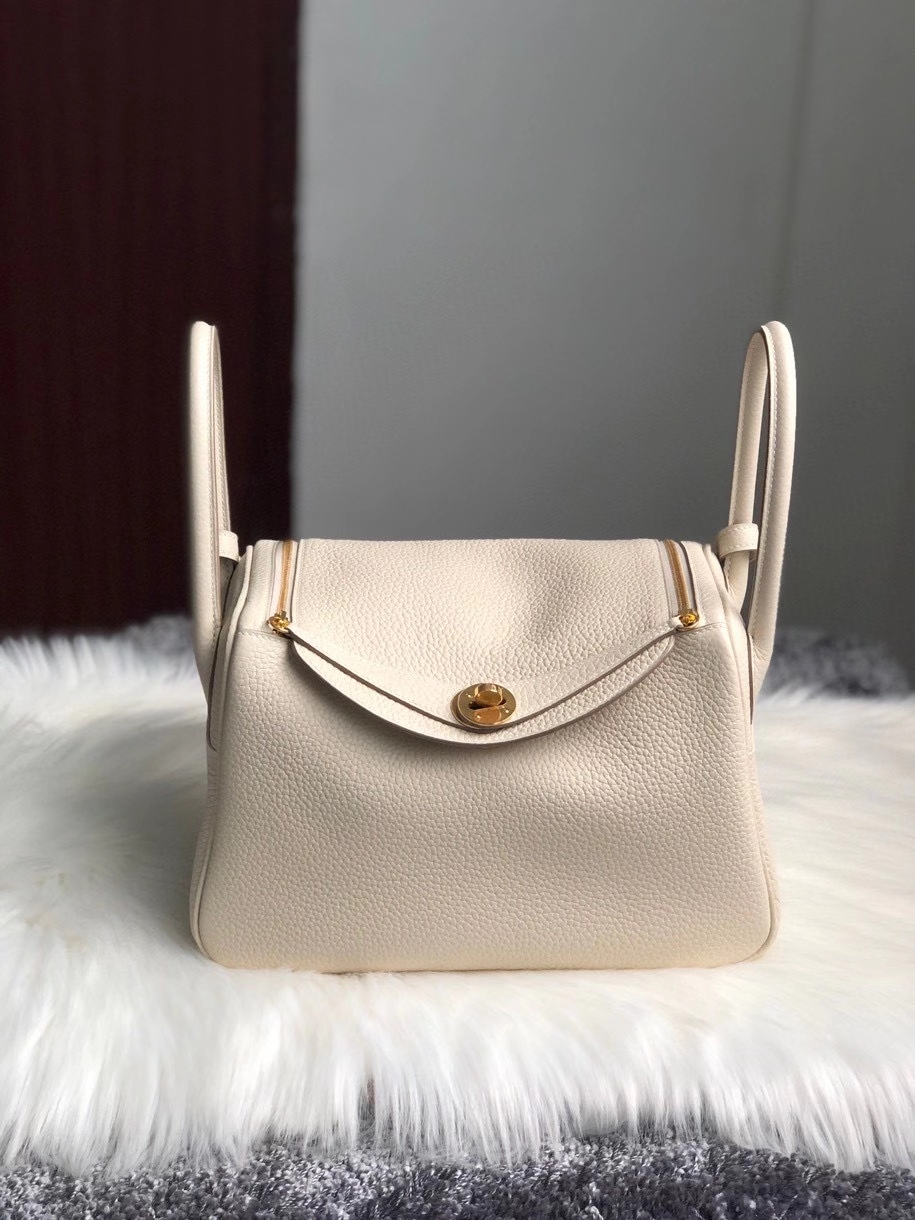Hermès（爱马仕）Lindy 26cm 原厂御用顶级大牛皮 ck10 奶昔白 Craie 金扣 顶级手缝