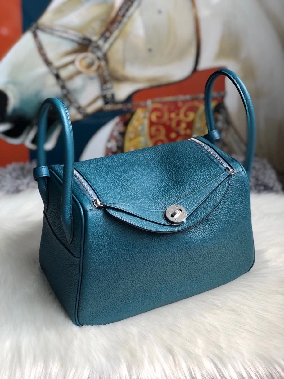 Hermès（爱马仕）Lindy 26cm 原厂御用大牛皮 W0 博斯普鲁斯绿 银扣 顶级手缝 现货