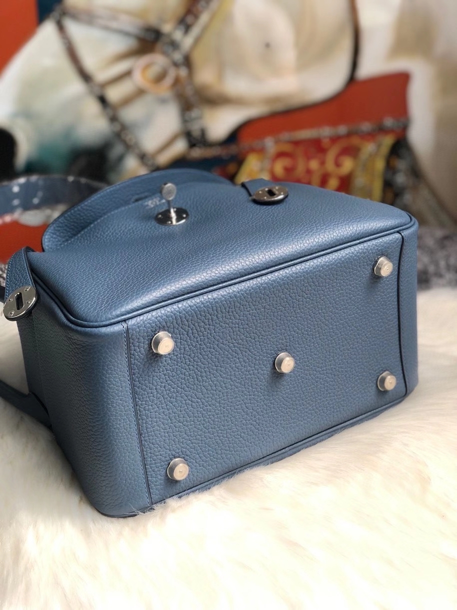 Hermès（爱马仕）Lindy 26cm 原厂御用大牛皮 R2 玛瑙蓝  银扣 顶级手缝 现货