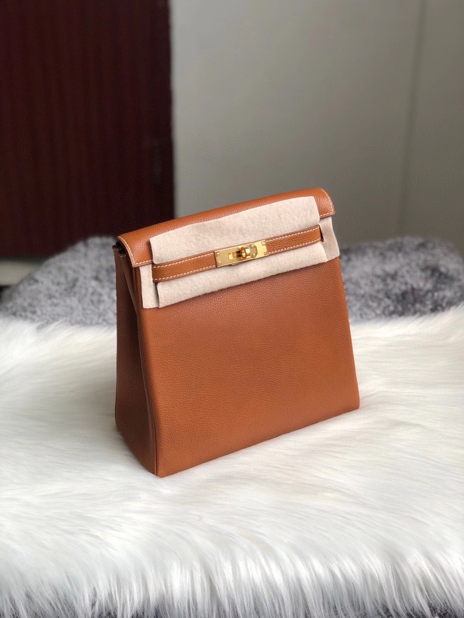 Hermès（爱马仕）Kelly ado 颗粒马鞍皮 金棕色 金扣 顶级手缝 定制