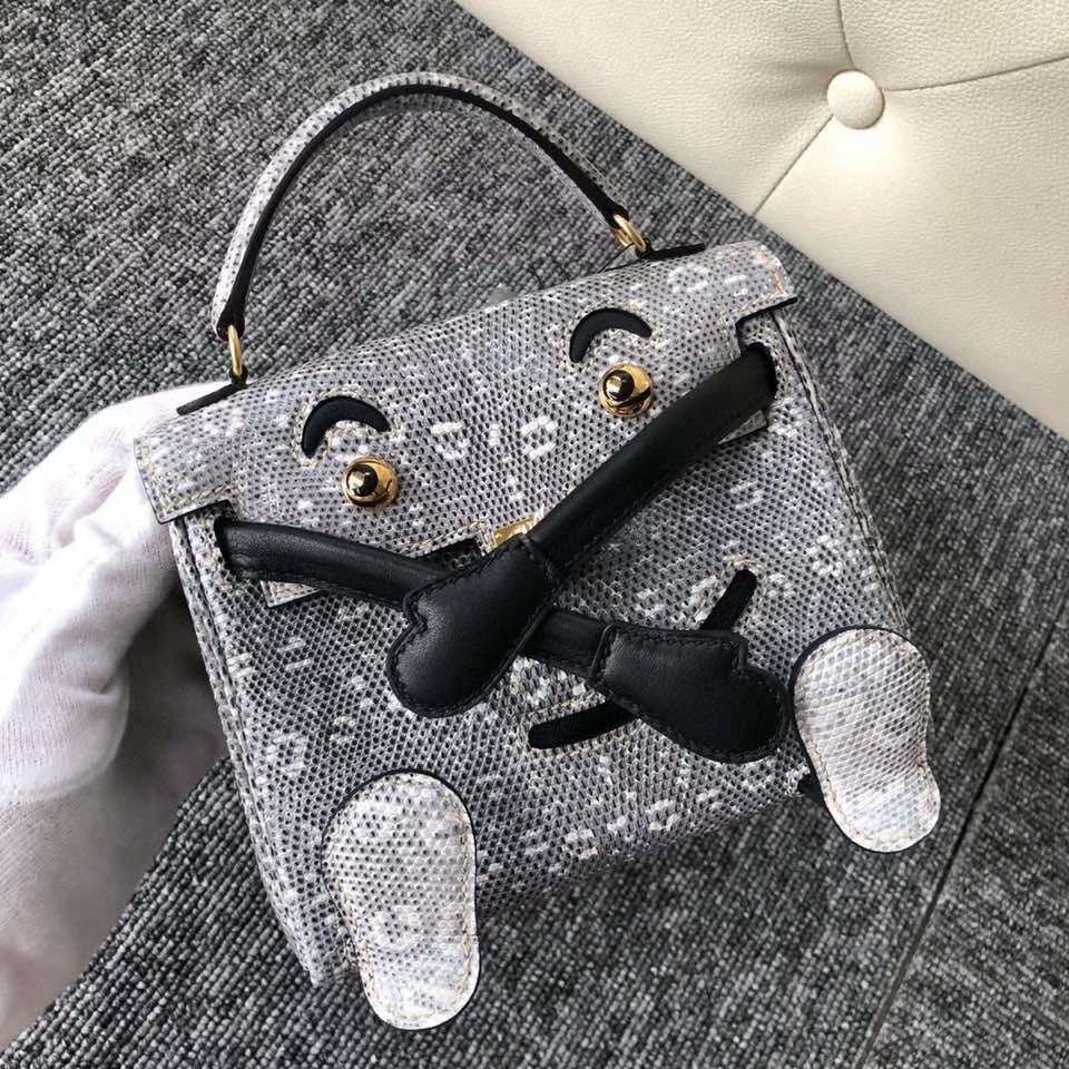 Hermès（爱马仕）Kelly doll Lizard 进口亮面蜥蜴01原色 小喜马拉雅色 金扣 顶级手缝 小可爱