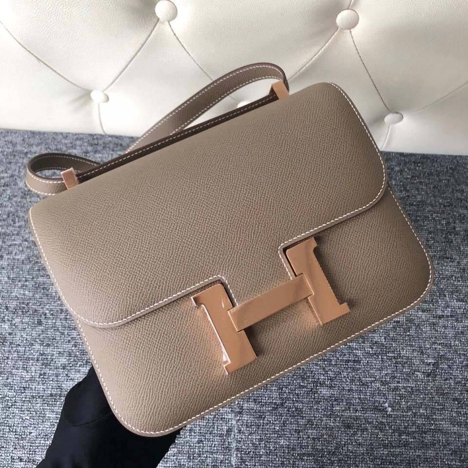 Hermès（爱马仕）Constance 24cm Epsom 原厂掌纹皮 ck18 大象灰 玫瑰金扣 顶级手缝 现货