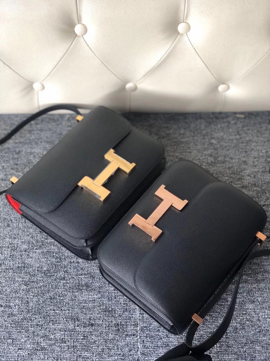 Hermès(爱马仕)Constance 24cm Epsom 原厂掌纹皮 ck89黑色 Noir 内拼 Q5 国旗红 金扣 马蹄印 顶级手缝 现货-拉尔森鳄鱼皮具定制 - 爱马仕包包官网 Hermès(爱马仕)Constance 24cm Epsom 原厂掌纹皮 ck89黑色 Noir 内拼 Q5 国旗红 金扣 马蹄印 顶级手缝 现货