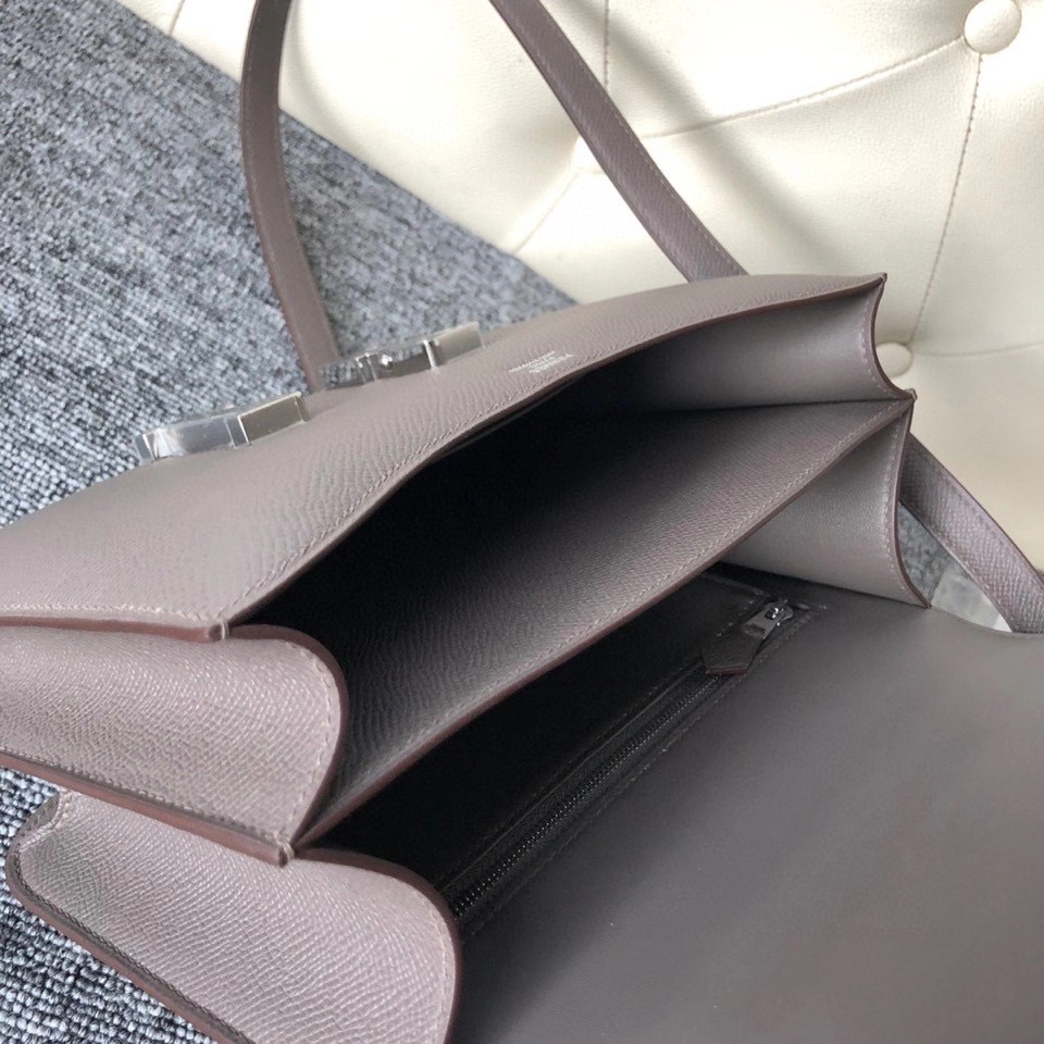 Hermès(爱马仕)Constance 24cm Epsom 原厂掌纹皮 8F 锡器灰 Etain 银扣 顶级手缝 现货-拉尔森鳄鱼皮具定制 - 爱马仕包包官网 Hermès(爱马仕)Constance 24cm Epsom 原厂掌纹皮 8F 锡器灰 Etain 银扣 顶级手缝 现货