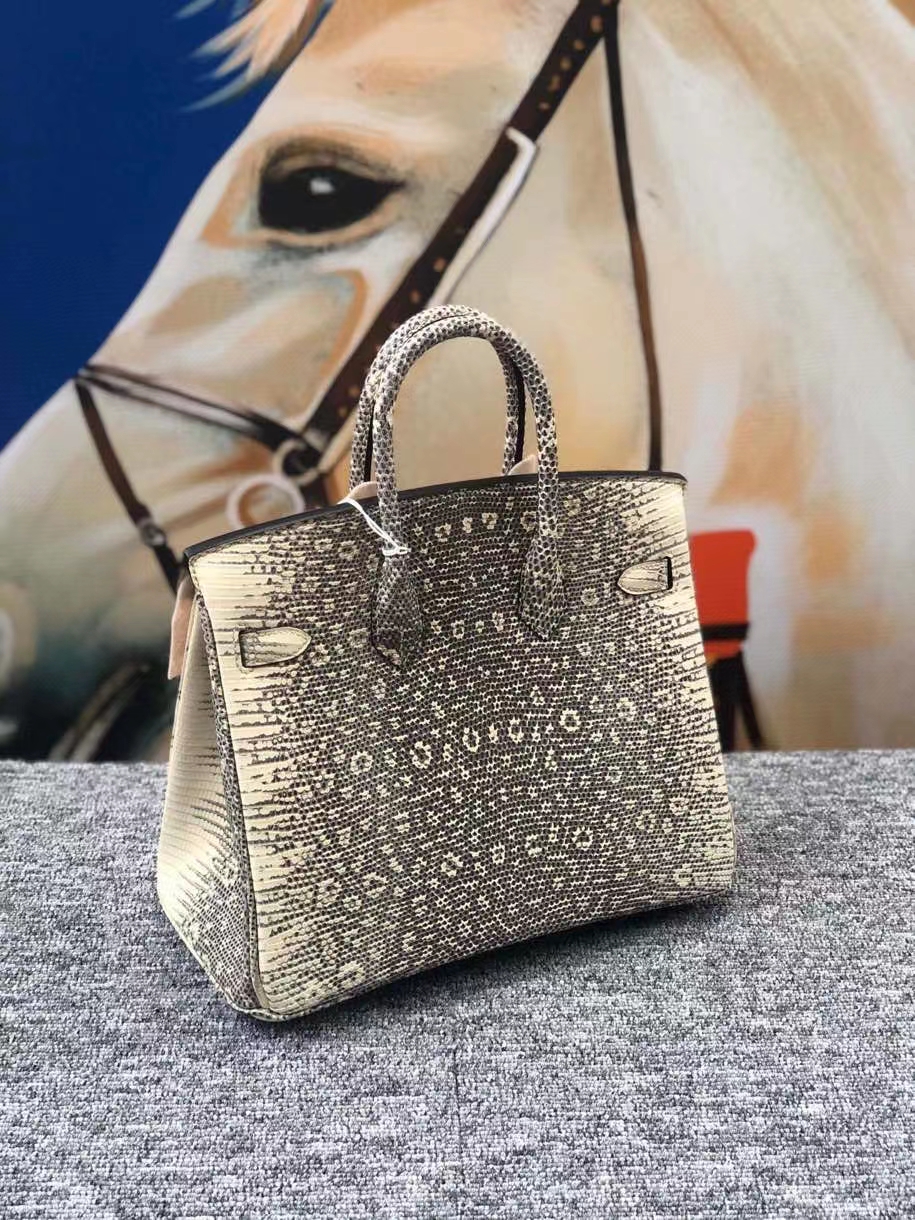 Hermès(爱马仕)Birkin 25cm Lizard 进口亮面蜥蜴 02原色 小喜马拉雅色 银扣 现货-拉尔森鳄鱼皮具定制 - 爱马仕包包官网 Hermès(爱马仕)Birkin 25cm Lizard 进口亮面蜥蜴 02原色 小喜马拉雅色 银扣 现货
