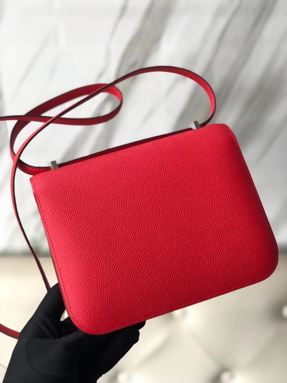 Hermès（爱马仕）Constance18cm Epsom 原厂掌纹皮  Q5 国旗红 Rouge casaque 金扣 顶级手缝 现货