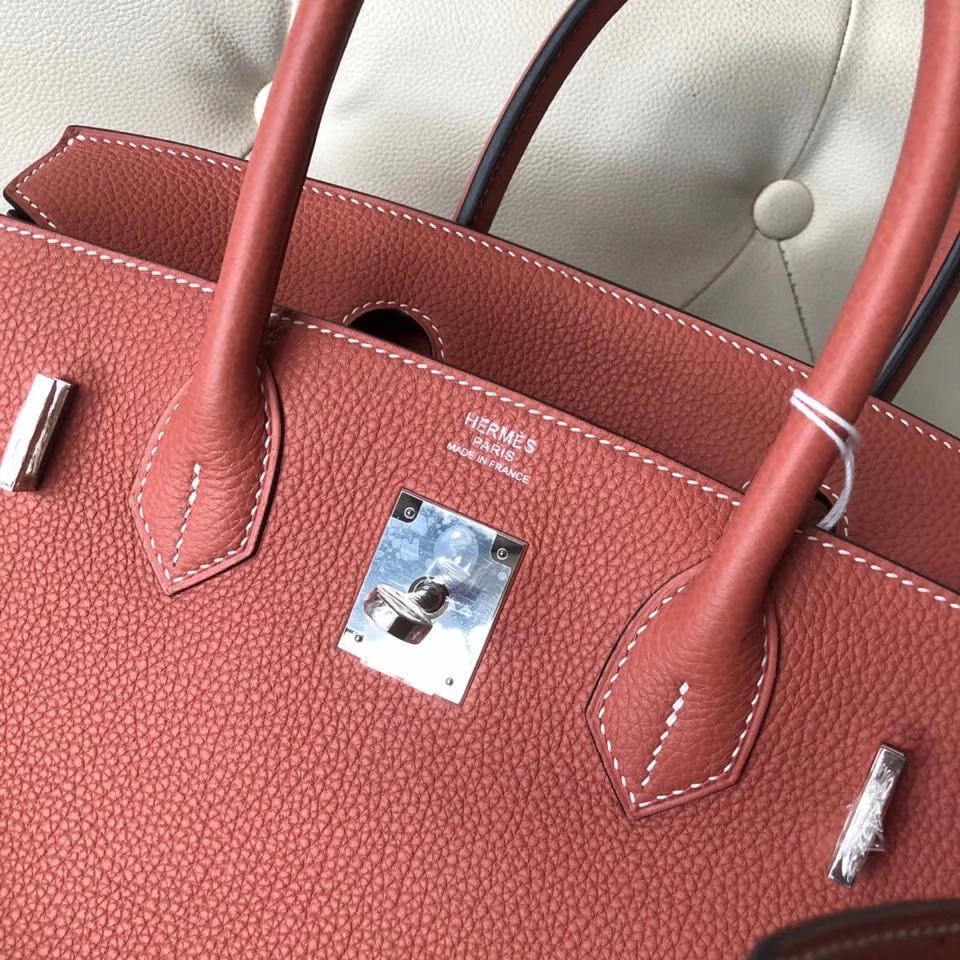 Hermès（爱马仕）Birkin 30cm 原厂小牛皮 togo 4E枫叶棕 银扣 顶级手缝 现货