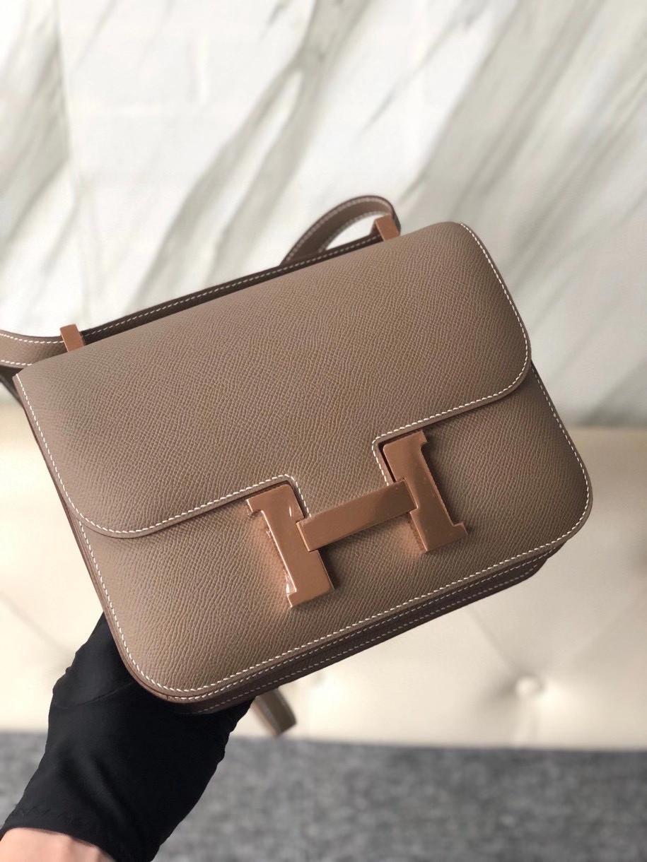 Hermès（爱马仕）Constance 24cm Epsom 原厂掌纹皮 ck18 大象灰 玫瑰金扣 顶级手缝 现货