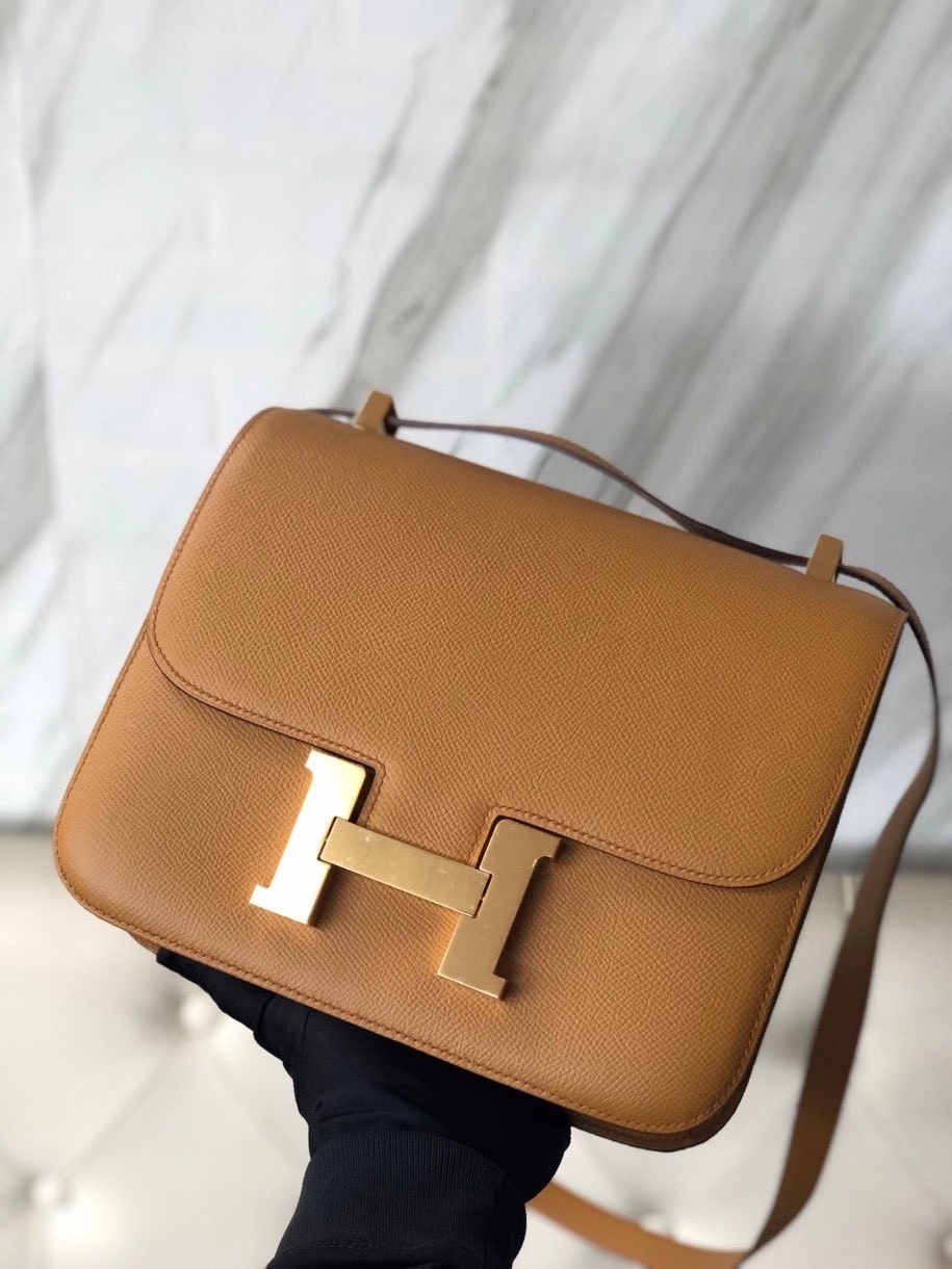 Hermès（爱马仕）Constance 24cm Epsom 原厂掌纹皮  2S芝麻色 Sesame  金扣 顶级手缝