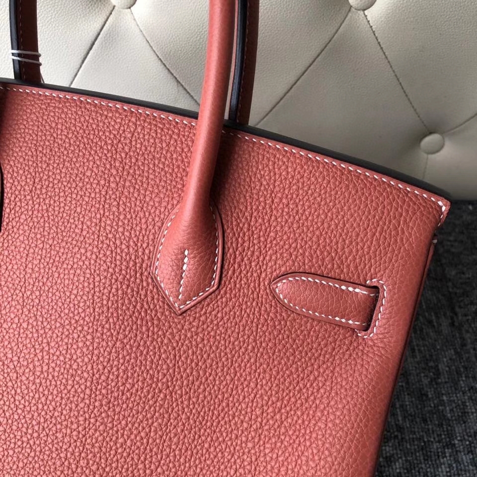 Hermès（爱马仕）Birkin 30cm 原厂小牛皮 togo 4E枫叶棕 银扣 顶级手缝 现货