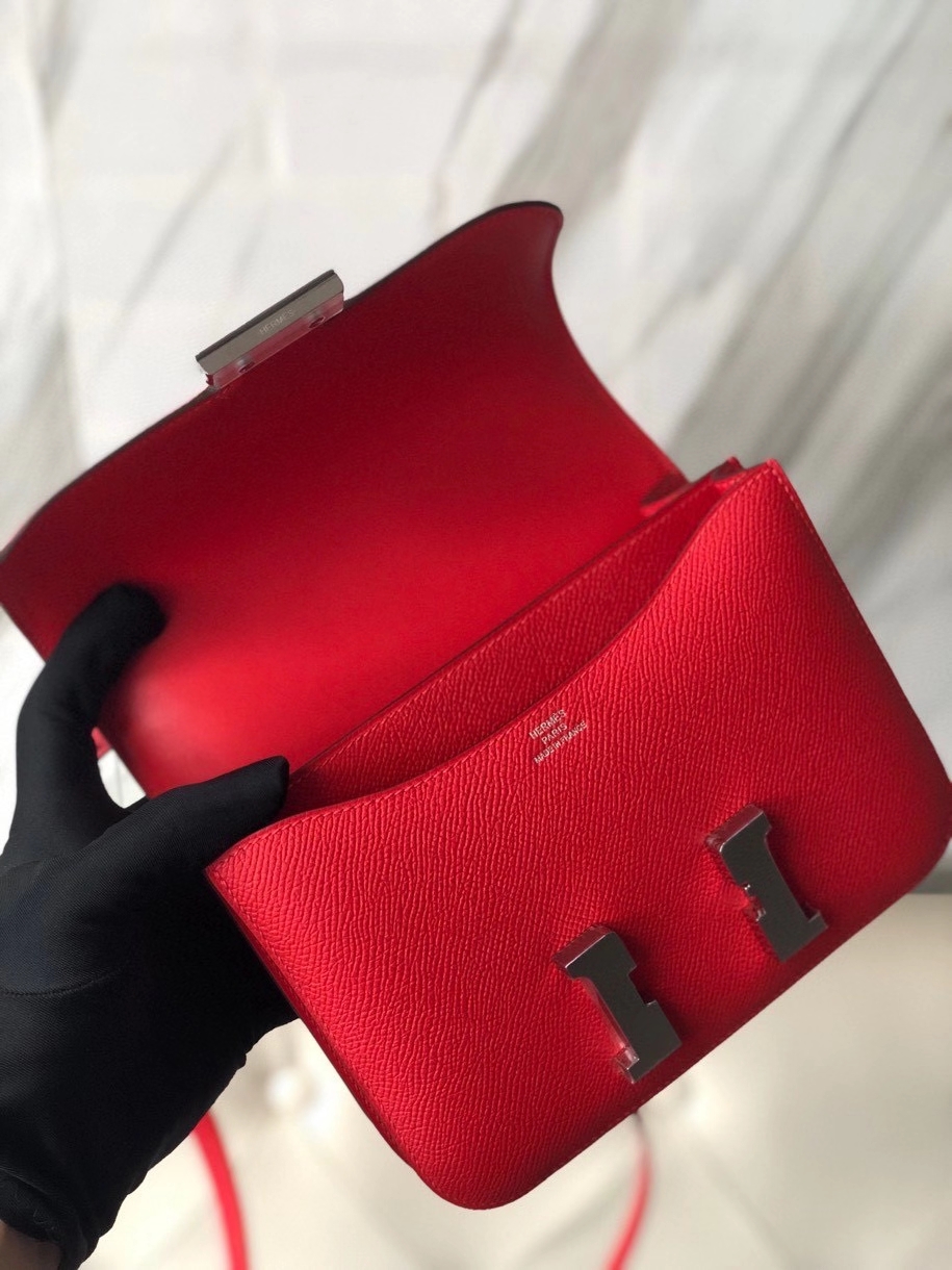 Hermès(爱马仕)Constance18cm Epsom 原厂掌纹皮 Q5 国旗红 Rouge casaque 金扣 顶级手缝 现货-拉尔森鳄鱼皮具定制 - 爱马仕包包官网 Hermès(爱马仕)Constance18cm Epsom 原厂掌纹皮 Q5 国旗红 Rouge casaque 金扣 顶级手缝 现货