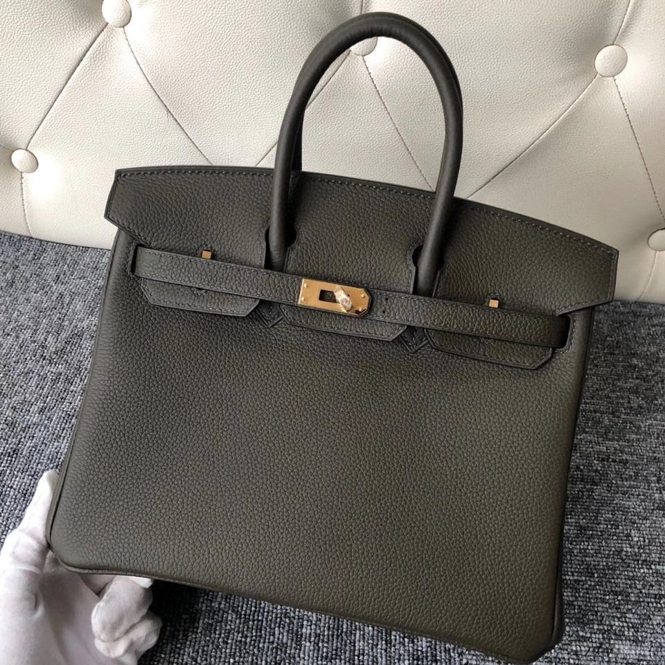 Hermès（爱马仕）Birkin 25cm 原厂小牛皮 G8 橄榄绿 金扣 顶级手缝 现货