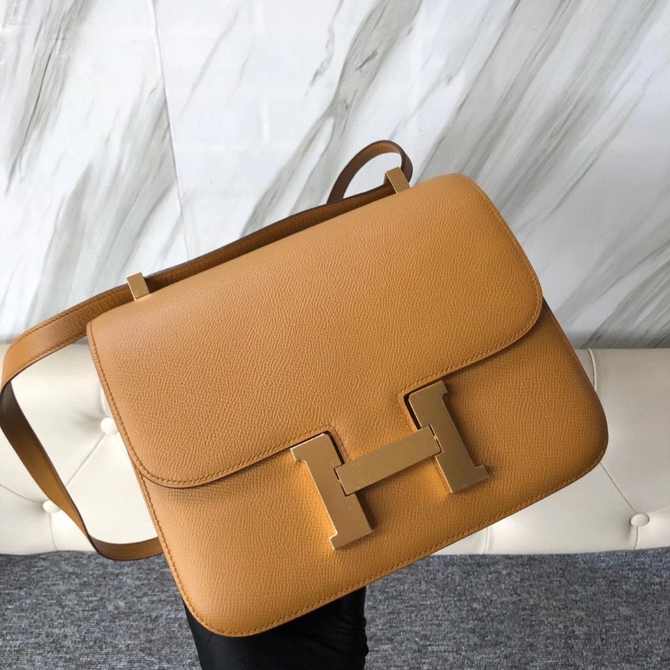 Hermès（爱马仕）Constance 24cm Epsom 原厂掌纹皮  2S芝麻色 Sesame  金扣 顶级手缝