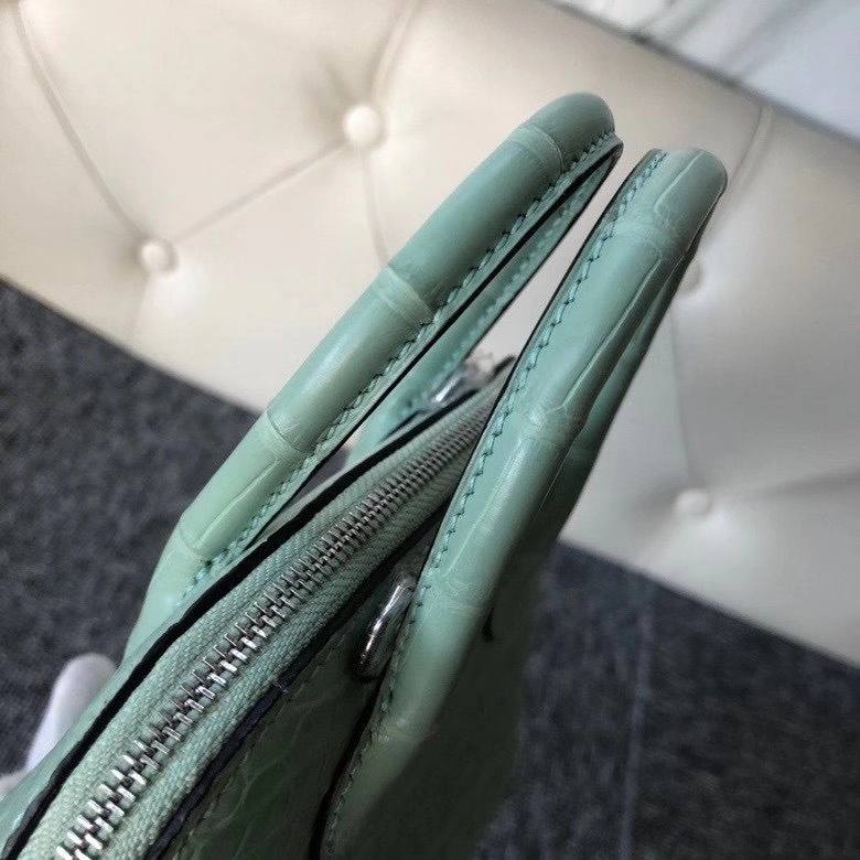 Hermès(爱马仕)Mini bolide alligator matt 雾面鳄鱼 6U 薄荷绿 银扣 顶级手缝 现货-拉尔森鳄鱼皮具定制 - 爱马仕包包官网 Hermès(爱马仕)Mini bolide alligator matt 雾面鳄鱼 6U 薄荷绿 银扣 顶级手缝 现货