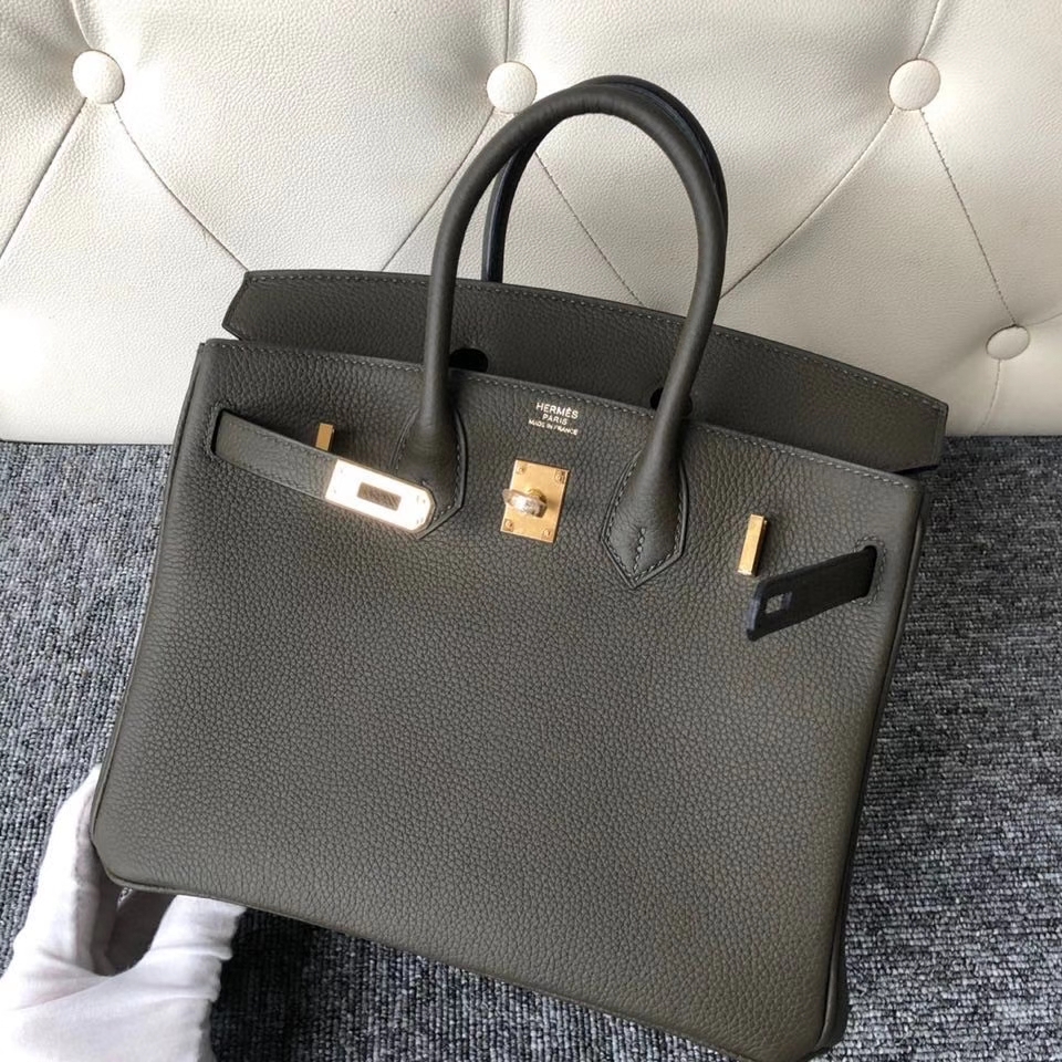 Hermès（爱马仕）Birkin 25cm 原厂小牛皮 G8 橄榄绿 金扣 顶级手缝 现货