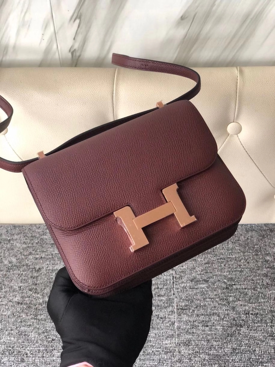 Hermès（爱马仕）Constance 24cm Epsom 原厂掌纹皮 ck55 爱马仕红 金扣 顶级手缝 现货