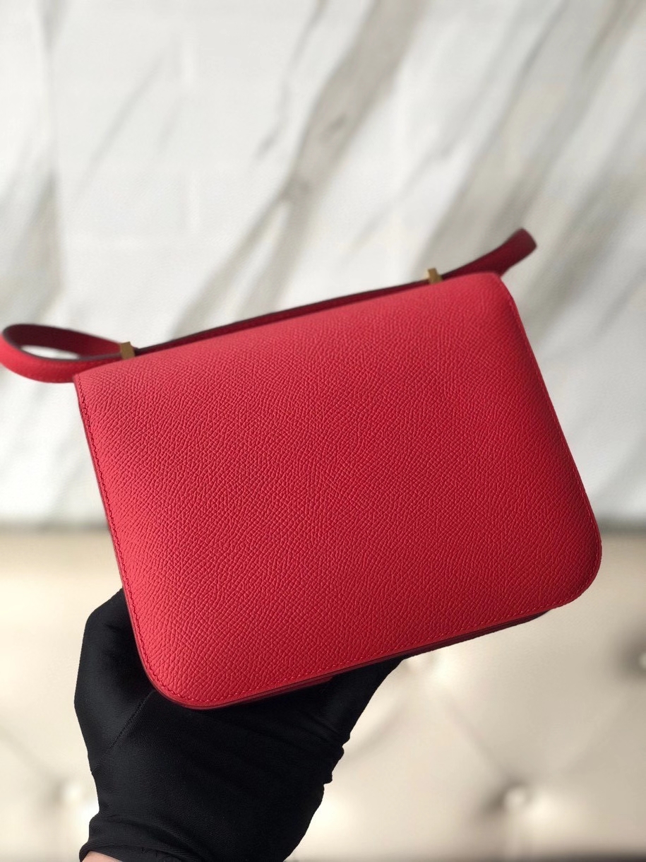 Hermès（爱马仕）Constance18cm Epsom 原厂掌纹皮  Q5 国旗红 Rouge casaque 金扣 顶级手缝 现货