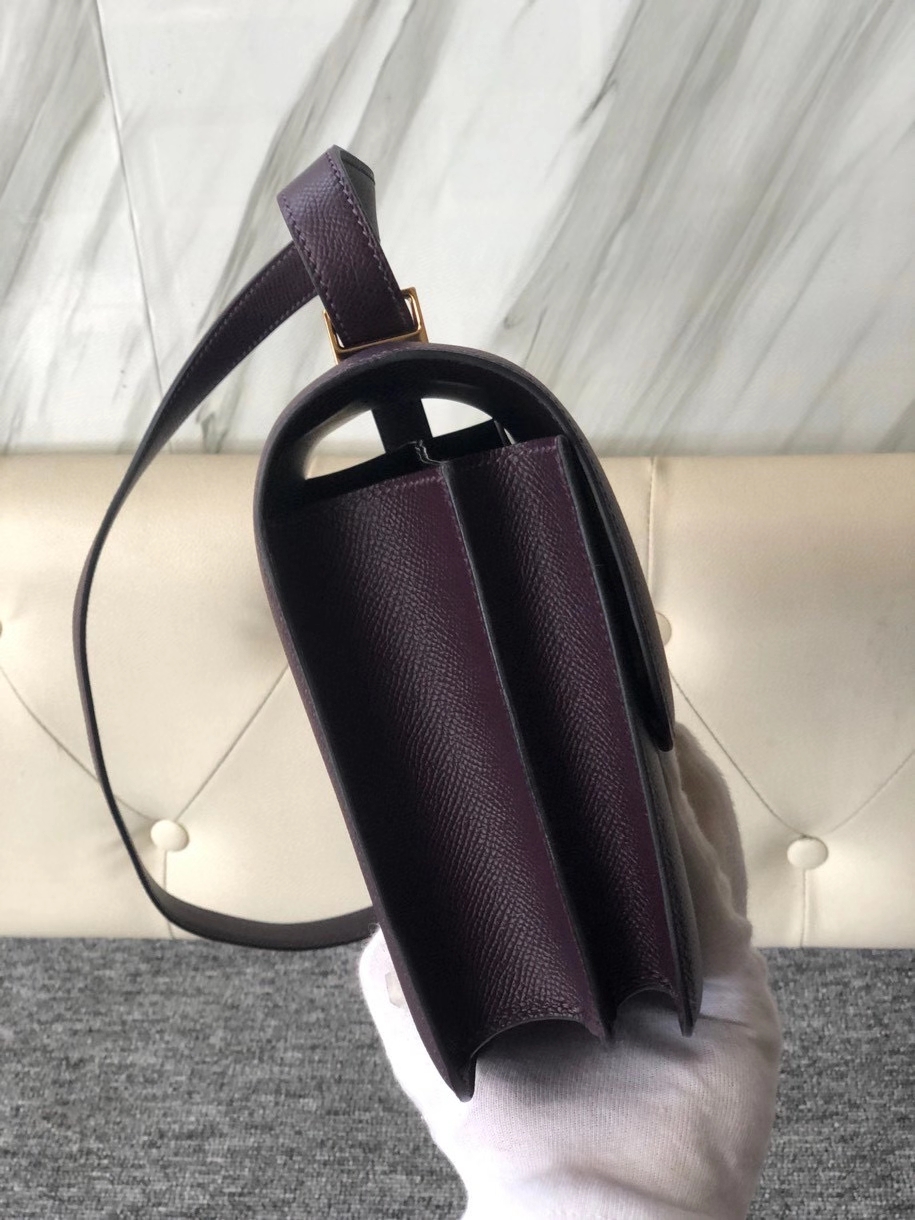 Hermès（爱马仕）Constance 24cm Epsom 原厂掌纹皮 葡萄紫 金扣 顶级手缝 定制