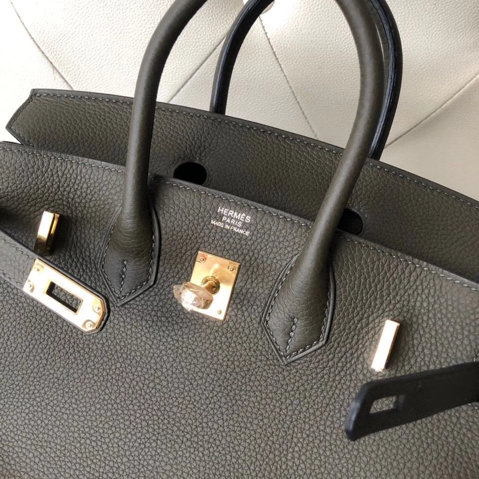 Hermès（爱马仕）Birkin 25cm 原厂小牛皮 G8 橄榄绿 金扣 顶级手缝 现货