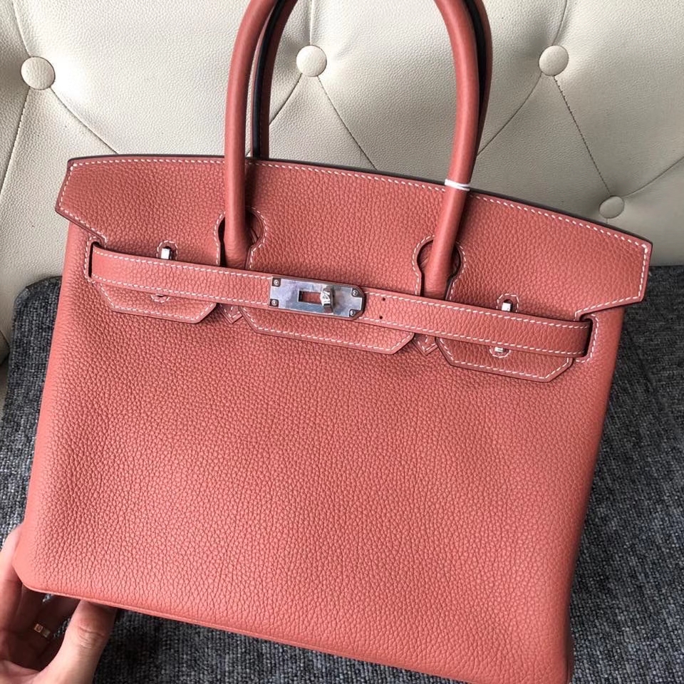 Hermès（爱马仕）Birkin 30cm 原厂小牛皮 togo 4E枫叶棕 银扣 顶级手缝 现货