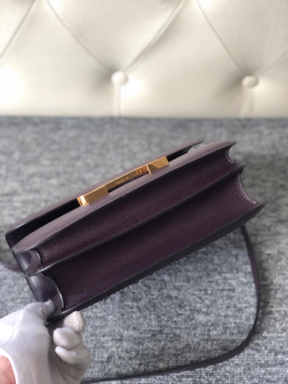 Hermès（爱马仕）Constance 24cm Epsom 原厂掌纹皮 葡萄紫 金扣 顶级手缝 定制