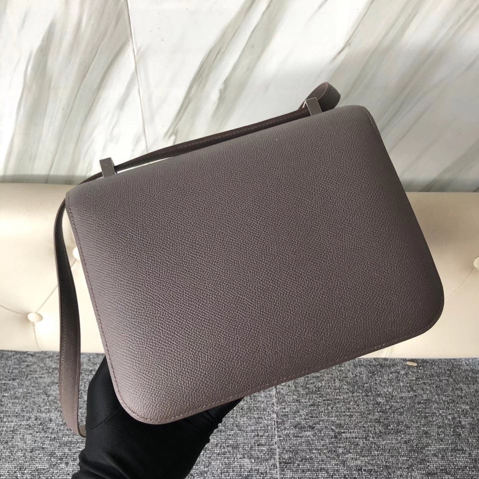 Hermès（爱马仕）Constance 24cm Epsom 原厂掌纹皮 8F 锡器灰 Etain 银扣 顶级手缝 现货