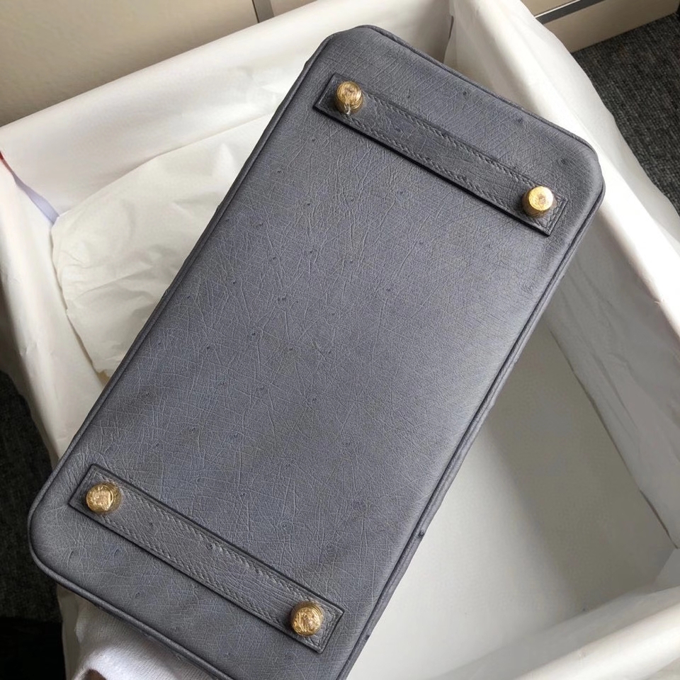 Hermès(爱马仕)Birkin 25cm Ostrich kk 鸵鸟 玛瑙灰 金扣 顶级手缝 现货-拉尔森鳄鱼皮具定制 - 爱马仕包包官网 Hermès(爱马仕)Birkin 25cm Ostrich kk 鸵鸟 玛瑙灰 金扣 顶级手缝 现货