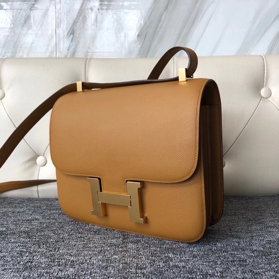 Hermès（爱马仕）Constance 24cm Epsom 原厂掌纹皮  2S芝麻色 Sesame  金扣 顶级手缝