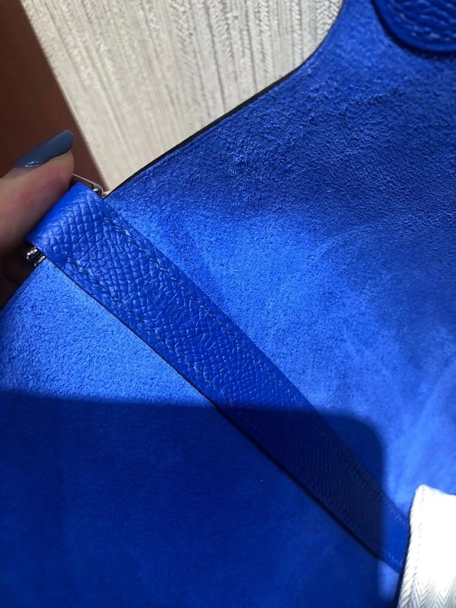 Hermès（爱马仕）Picotin 18cm Epsom 琉璃蓝 编织手腕 银扣