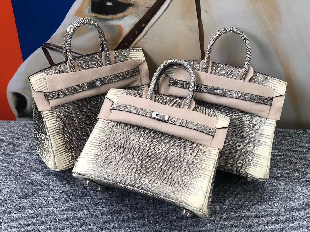 Hermès(爱马仕)Birkin 25cm Lizard 进口亮面蜥蜴 01原色 小喜马拉雅色 银扣 现货-拉尔森鳄鱼皮具定制 - 爱马仕包包官网 Hermès(爱马仕)Birkin 25cm Lizard 进口亮面蜥蜴 01原色 小喜马拉雅色 银扣 现货