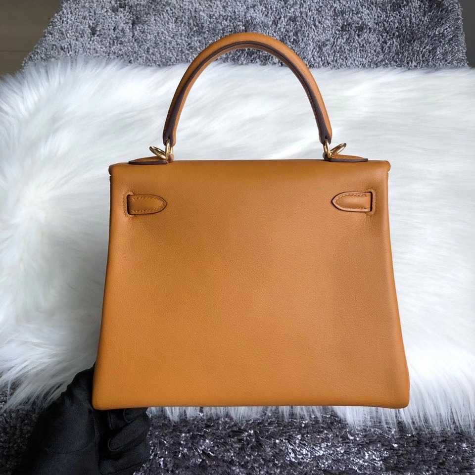 Hermès（爱马仕）Kelly 25cm Swift 芝麻色 芝麻黄 Sesame  金扣 顶级手缝
