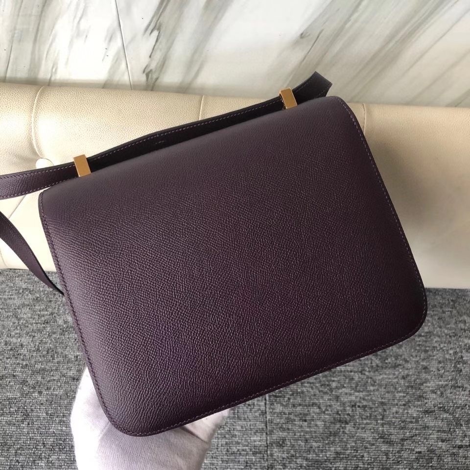Hermès(爱马仕)Constance 24cm Epsom 原厂掌纹皮 葡萄紫 金扣 顶级手缝 定制-拉尔森鳄鱼皮具定制 - 爱马仕包包官网 Hermès(爱马仕)Constance 24cm Epsom 原厂掌纹皮 葡萄紫 金扣 顶级手缝 定制