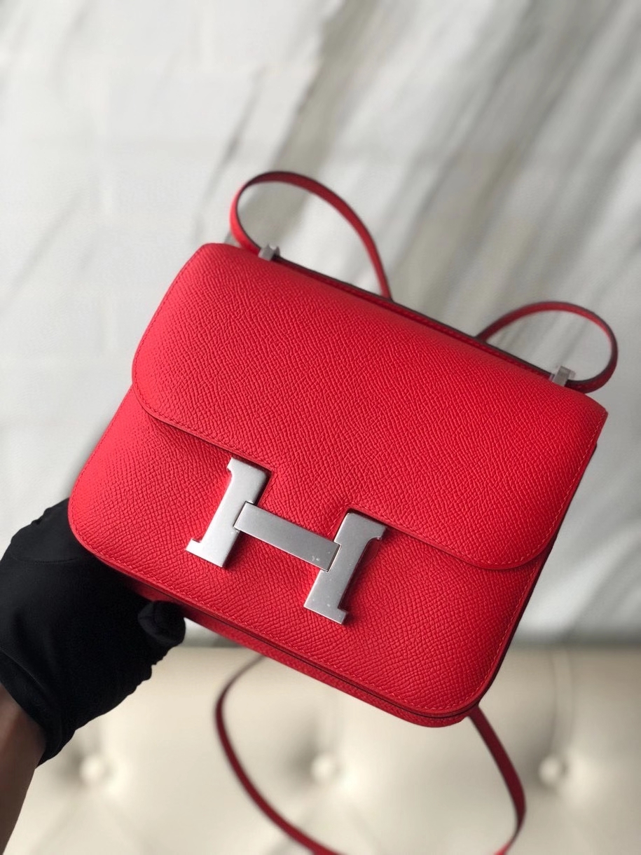 Hermès（爱马仕）Constance18cm Epsom 原厂掌纹皮  Q5 国旗红 Rouge casaque 金扣 顶级手缝 现货