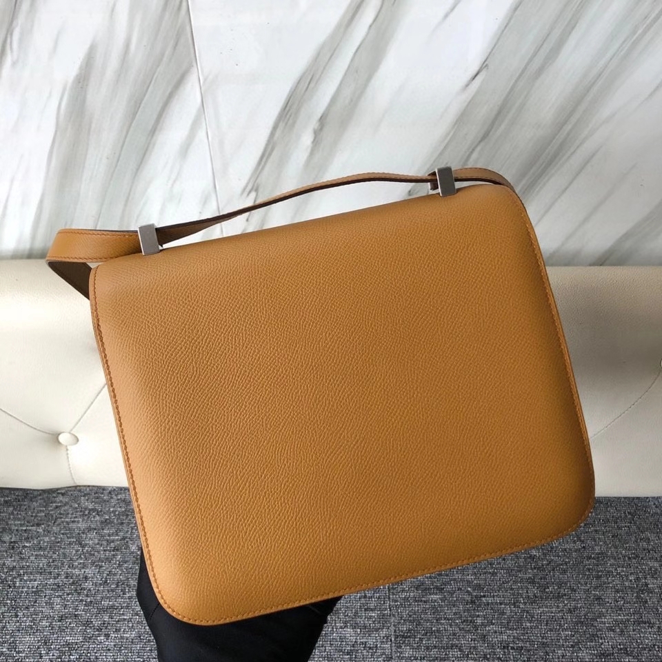 Hermès（爱马仕）Constance 24cm Epsom 原厂掌纹皮  2S芝麻色 Sesame 银扣 顶级手缝