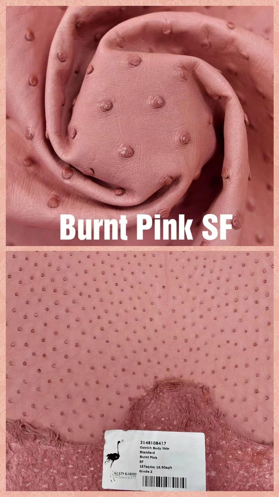 Hermès(爱马仕)南非KK鸵鸟皮最新颜色 藕粉色 Burnt Pink H家御用顶级鸵鸟皮-拉尔森鳄鱼皮具定制 - 爱马仕包包官网 Hermès(爱马仕)南非KK鸵鸟皮最新颜色 藕粉色 Burnt Pink H家御用顶级鸵鸟皮