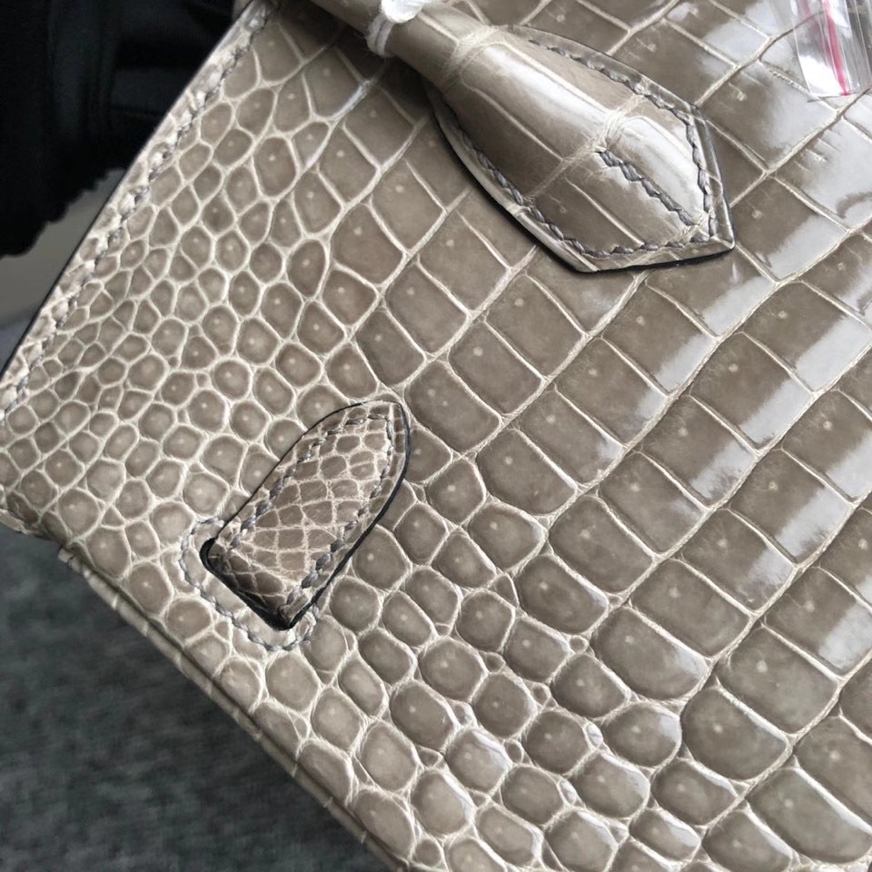 Hermès（爱马仕）Birkin 25cm Porosus shiny 亮面澳洲湾鳄 Ck81 斑鸠灰 Gris T 金扣 顶级手缝 现货