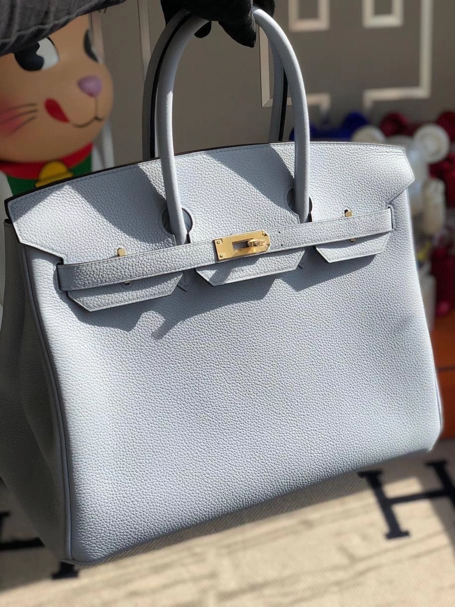 Hermès（爱马仕）Birkin 40cm 原厂小牛皮 T0雾蓝色 金扣 顶级手缝 定制