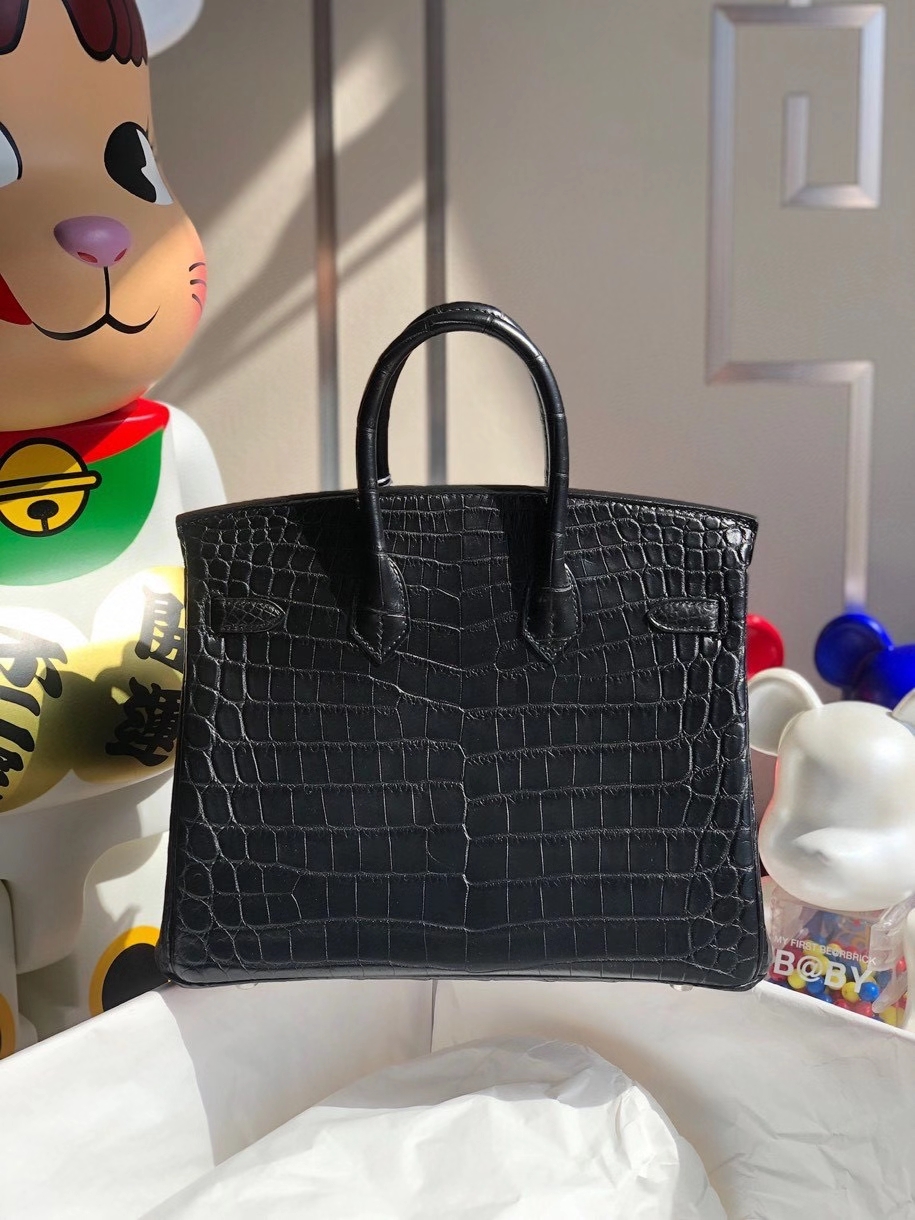 Hermès（爱马仕）Birkin 25cm Crocodile shiny 雾面鳄鱼  ck89 黑色 金扣 顶级手缝 品相完美 现货