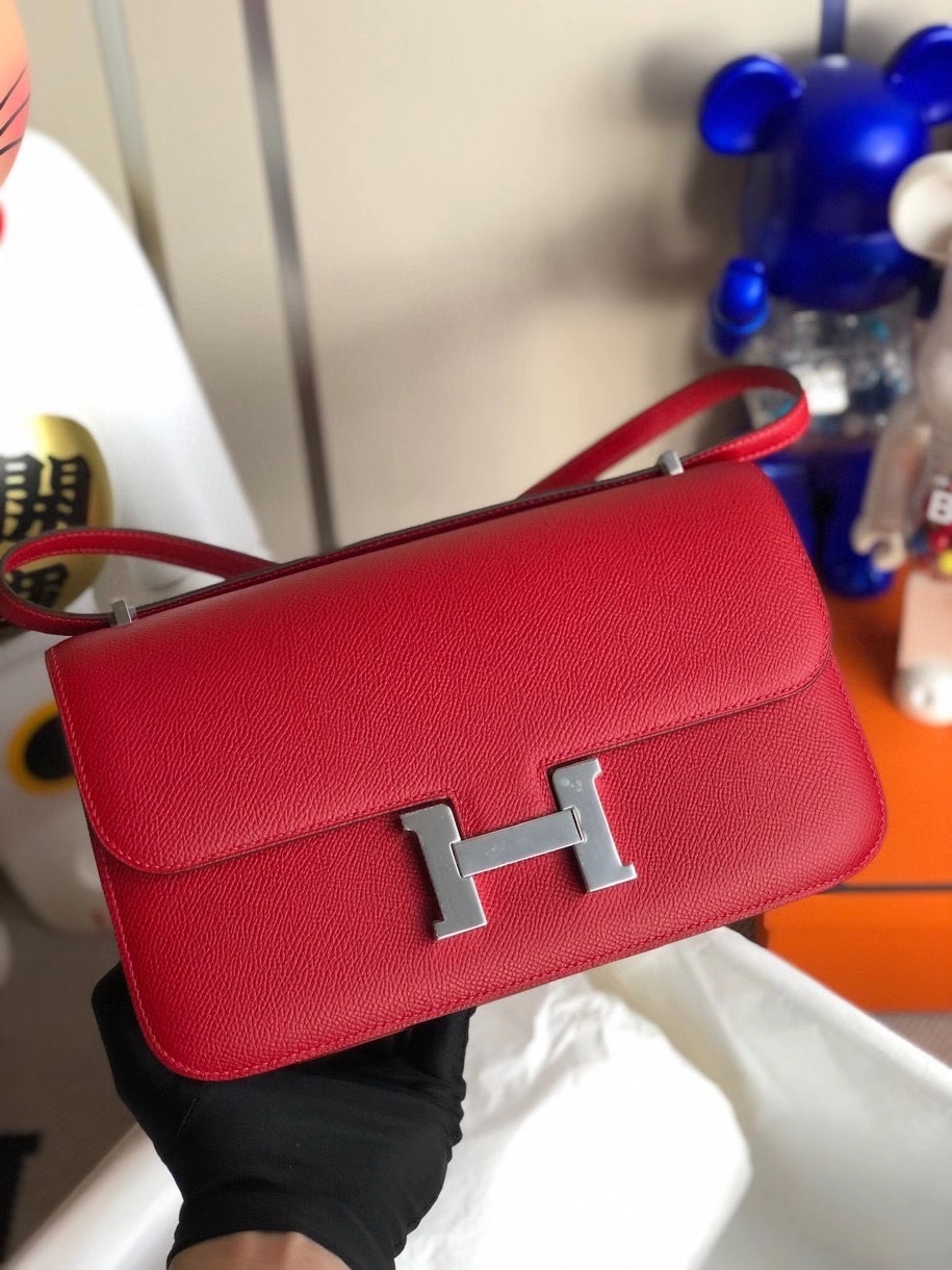 Hermès（爱马仕）Constance elan Q5 国旗红 Rouge casaque 银扣 顶级手缝 定制