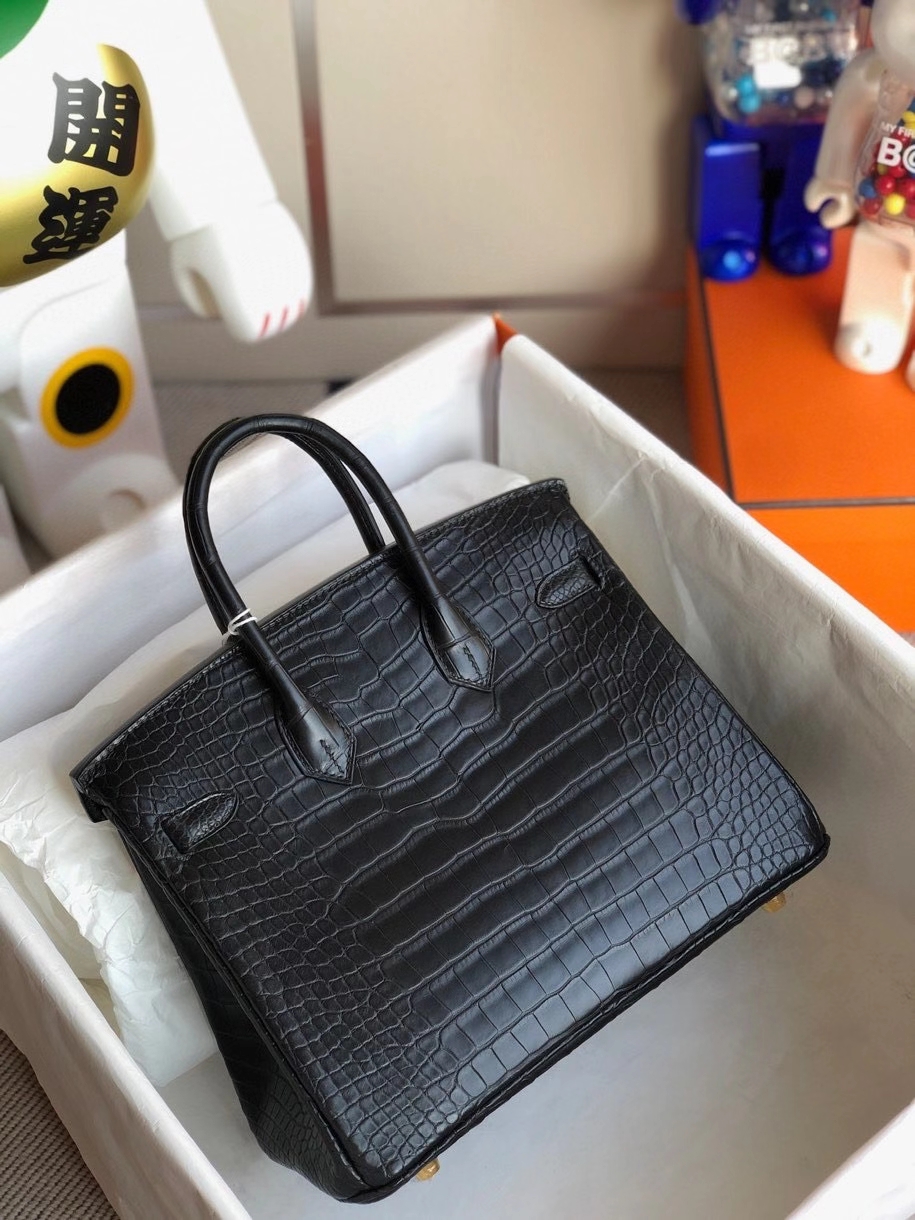 Hermès（爱马仕）Birkin 25cm alligator matt 雾面鳄鱼ck89 黑色 金扣 正品五金 顶级手缝 定制