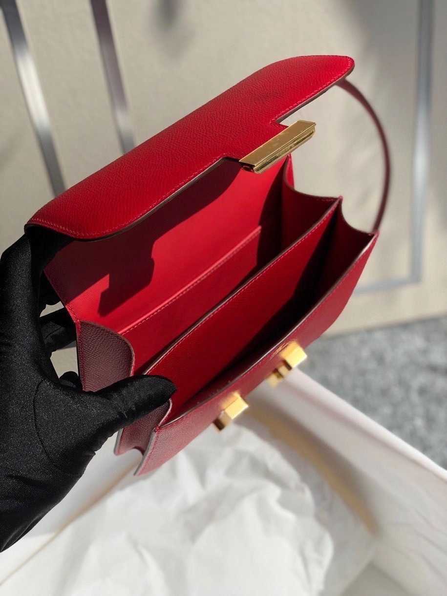Hermès（爱马仕）Constance 18cm Epsom 原厂掌纹皮 Q5国旗红 金扣 顶级手缝 现货