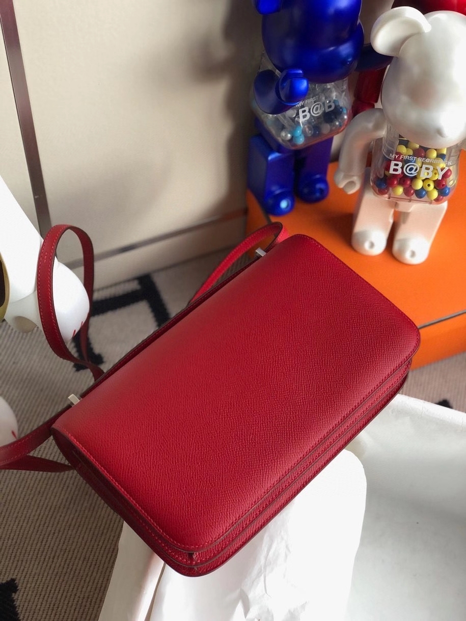 Hermès（爱马仕）Constance elan Q5 国旗红 Rouge casaque 银扣 顶级手缝 定制