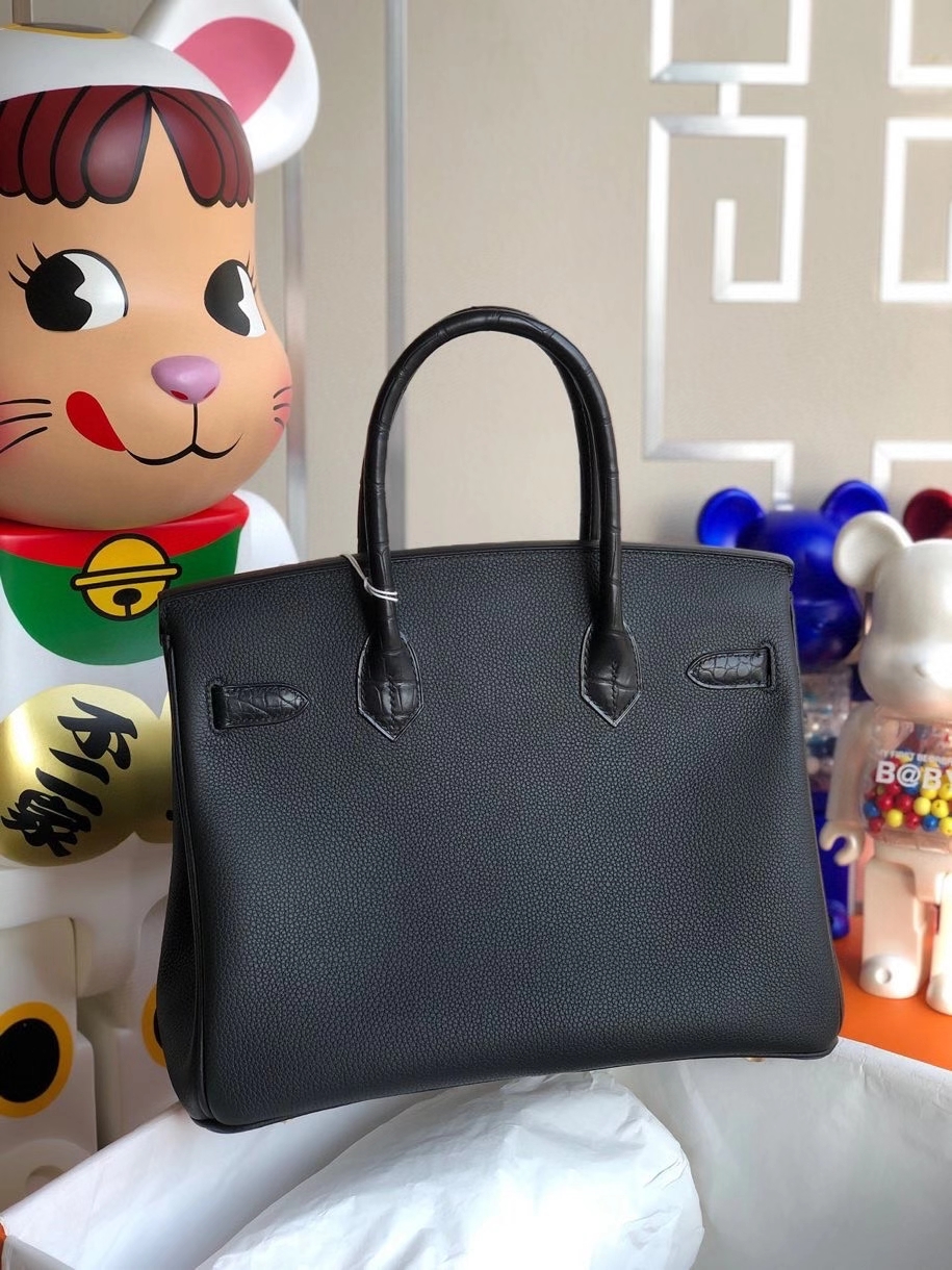 Hermès（爱马仕）Touch系列 Birkin 30cm 黑色拼雾面黑色鳄鱼 金扣 顶级手缝 定制