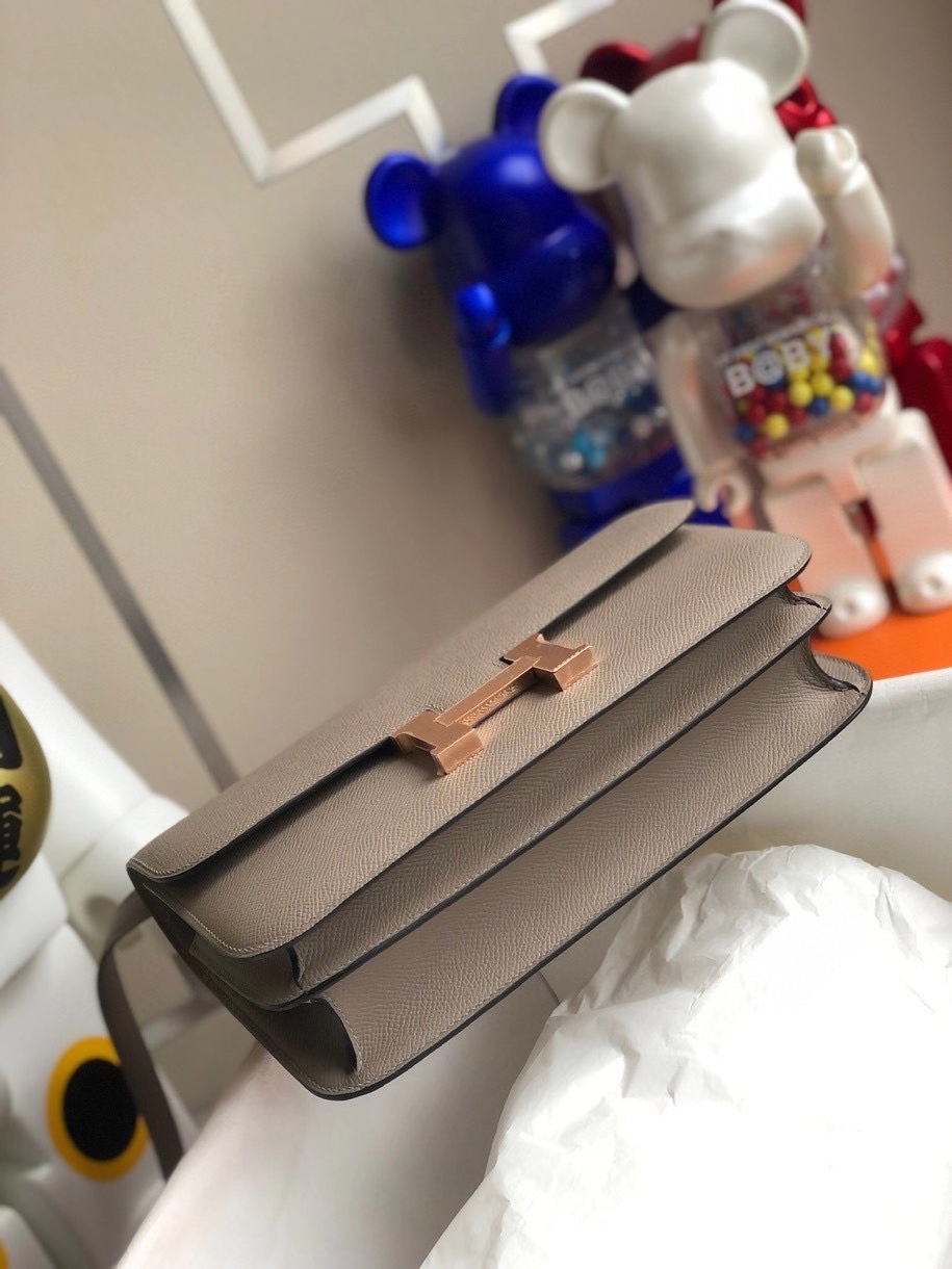 Hermès（爱马仕）Constance elan Epsom 原厂掌纹皮 M8 沥青灰 玫瑰金扣 rose gold 顶级手缝